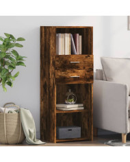 Buffet haut chêne fumé 45x42,5x124 cm bois d'ingénierie | Mobilier & Déco