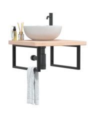 Étagère de vasque murale acier et bois de chêne massif | Mobilier & Déco