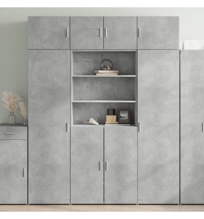 Armoire de rangement gris béton 80x42,5x225cm bois d'ingénierie | Mobilier & Déco