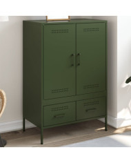 Buffet haut vert olive 68x39x101,5 cm acier | Mobilier & Déco
