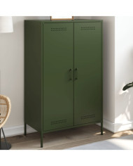 Buffet haut vert olive 68x39x113 cm acier | Mobilier & Déco