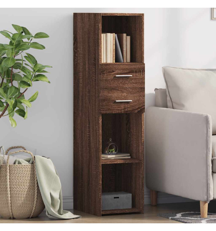 Buffet haut chêne marron 30x42,5x124 cm bois d'ingénierie | Mobilier & Déco