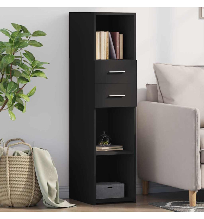 Buffet haut noir 30x42,5x124 cm bois d'ingénierie | Mobilier & Déco