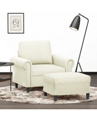Fauteuil avec repose-pied Crème 60 cm Velours | Mobilier & Déco