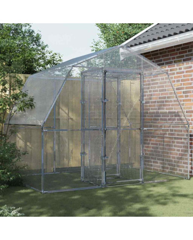 Cage à oiseaux avec porte argenté acier galvanisé | Mobilier & Déco