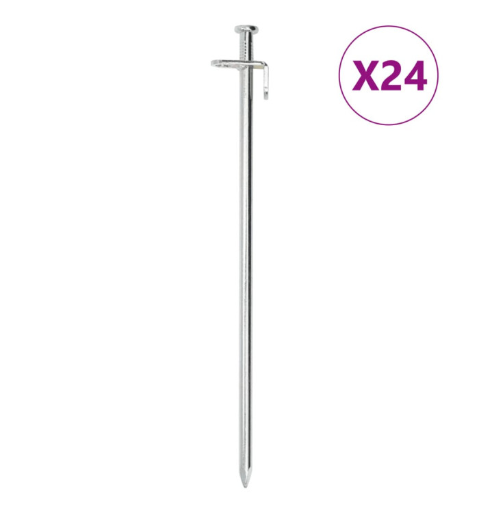Piquets de tente 24 pcs 30 cm 8 mm acier galvanisé | Mobilier & Déco