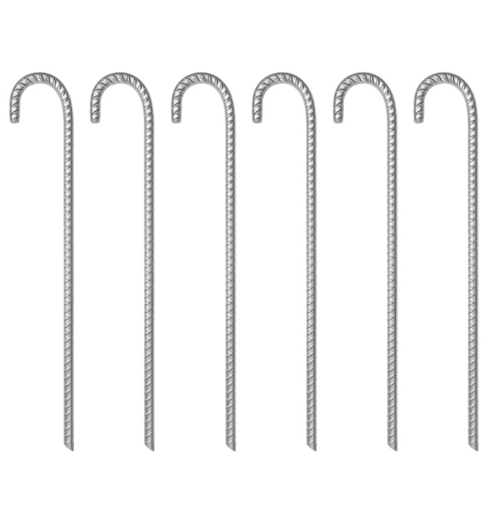 Piquets de tente 6 pcs 41,5 cm Ø12 mm acier galvanisé | Mobilier & Déco