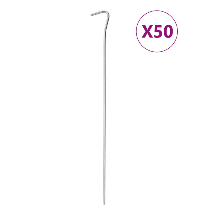 Piquets de tente 50 pcs 30 cm Ø4 mm acier galvanisé | Mobilier & Déco