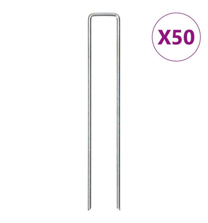 Piquets de sol en forme de U 50 pcs 20x4 cm acier galvanisé | Mobilier & Déco