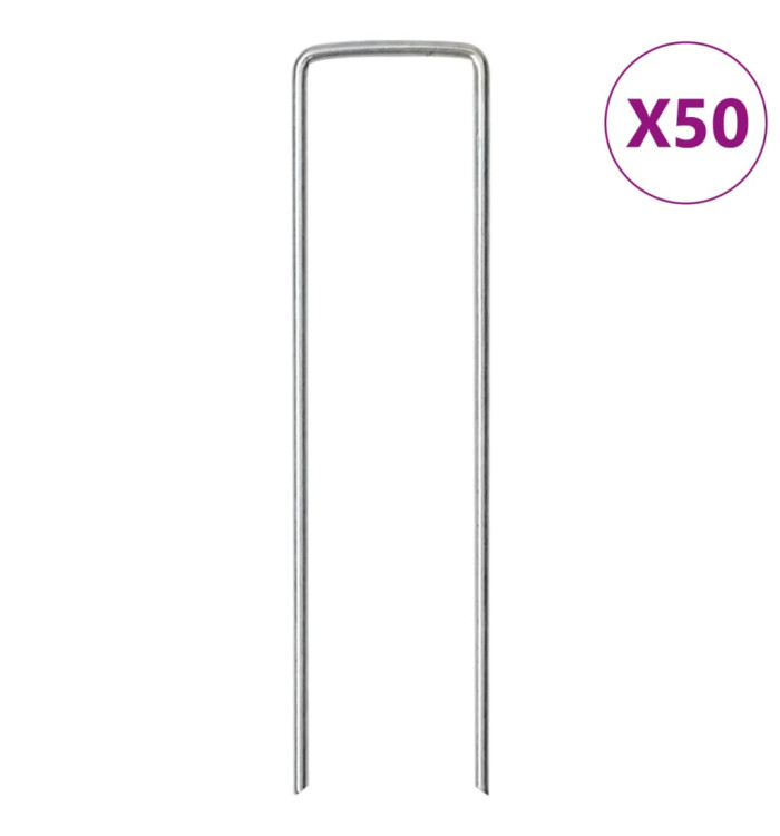Piquets de sol en forme de U 50 pcs 15x3,5 cm acier galvanisé | Mobilier & Déco