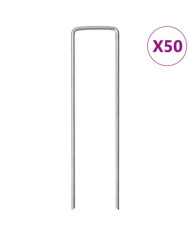 Piquets de sol en forme de U 50 pcs 15x3,5 cm acier galvanisé | Mobilier & Déco