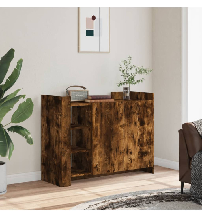 Buffet chêne fumé 100x35x75 cm bois d'ingénierie | Mobilier & Déco