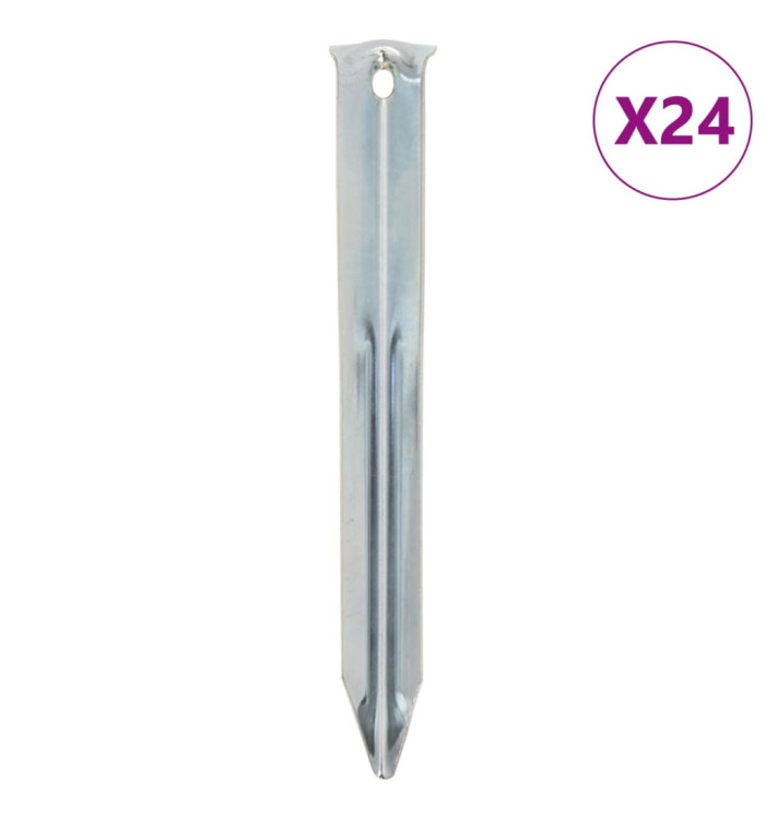 Piquets de tente 24 pcs 17 cm Ø20 mm acier galvanisé | Mobilier & Déco