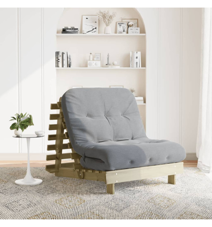 Canapé-lit futon avec matelas 90x206x11 cm bois de pin imprégné | Mobilier & Déco