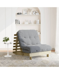 Canapé-lit futon avec matelas 90x206x11 cm bois de pin imprégné | Mobilier & Déco