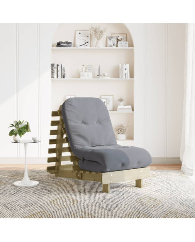Canapé-lit futon avec matelas 60x206x11 cm bois de pin imprégné | Mobilier & Déco
