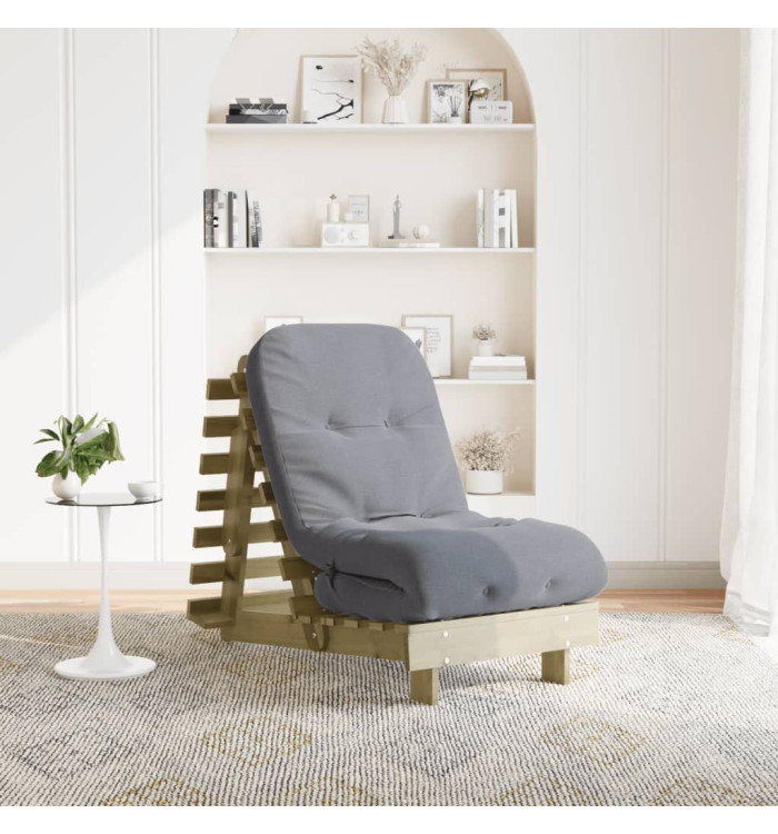 Canapé-lit futon avec matelas 60x206x11 cm bois de pin imprégné | Mobilier & Déco