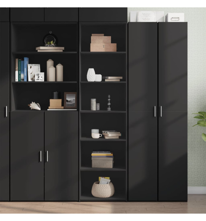 Buffet haut noir 50x41x185 cm bois d'ingénierie | Mobilier & Déco