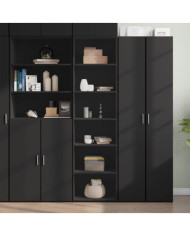 Buffet haut noir 50x41x185 cm bois d'ingénierie | Mobilier & Déco