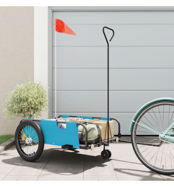 Remorque de vélo bleu et noir tissu oxford et fer | Mobilier & Déco