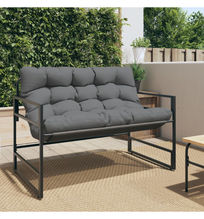 Banc de jardin avec coussin anthracite 113 cm acier | Mobilier & Déco