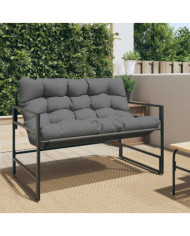 Banc de jardin avec coussin anthracite 113 cm acier | Mobilier & Déco