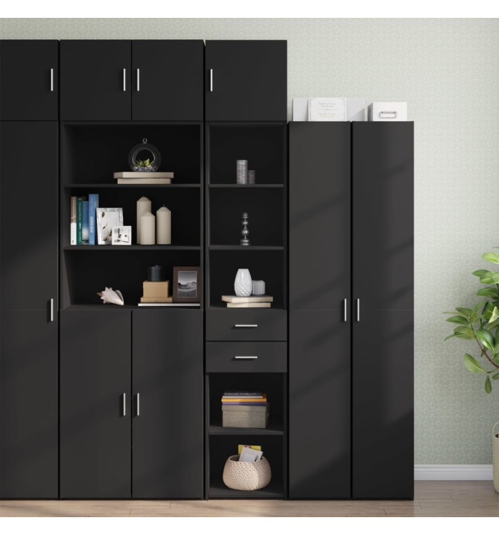 Armoire de rangement mince noir 40x42,5x225cm bois d'ingénierie | Mobilier & Déco