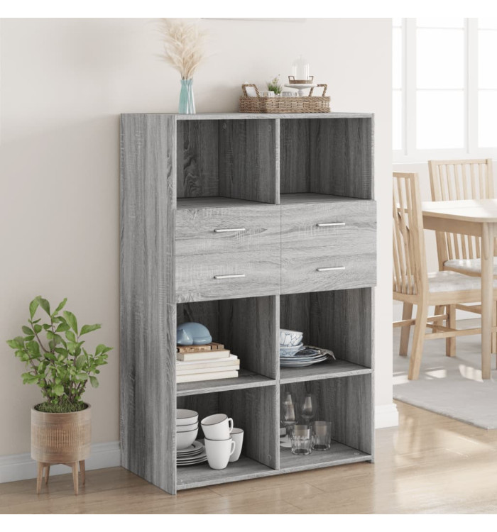 Buffet haut sonoma gris 80x42,5x124 cm bois d'ingénierie | Mobilier & Déco