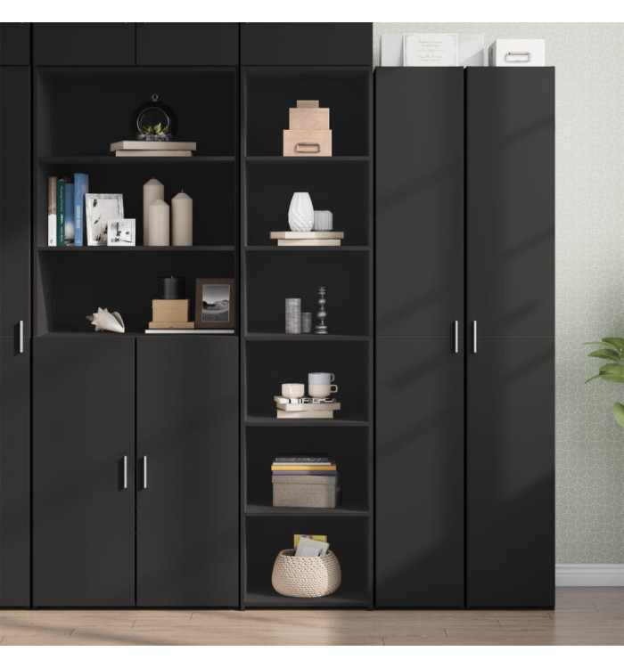 Buffet haut noir 45x41x185 cm bois d'ingénierie | Mobilier & Déco