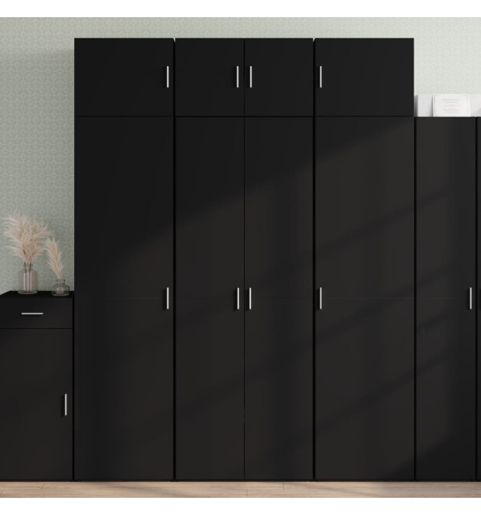 Buffet haut noir 70x42,5x185 cm bois d'ingénierie | Mobilier & Déco