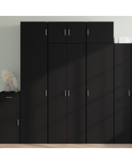 Buffet haut noir 70x42,5x185 cm bois d'ingénierie | Mobilier & Déco