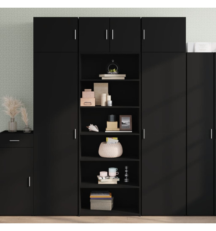 Buffet haut noir 70x41x185 cm bois d'ingénierie | Mobilier & Déco