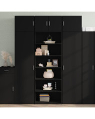 Buffet haut noir 70x41x185 cm bois d'ingénierie | Mobilier & Déco