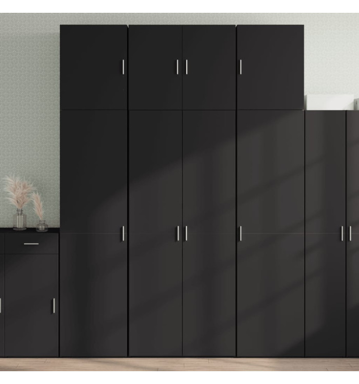 Buffet haut noir 80x42,5x249 cm bois d'ingénierie | Mobilier & Déco