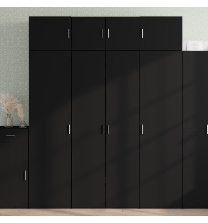 Buffet haut noir 80x42,5x185 cm bois d'ingénierie | Mobilier & Déco