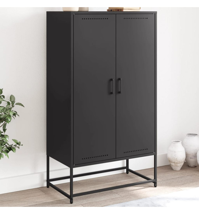 Buffet haut noir 68,5x38,5x123,5 cm acier | Mobilier & Déco