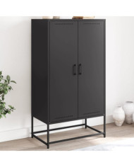 Buffet haut noir 68,5x38,5x123,5 cm acier | Mobilier & Déco