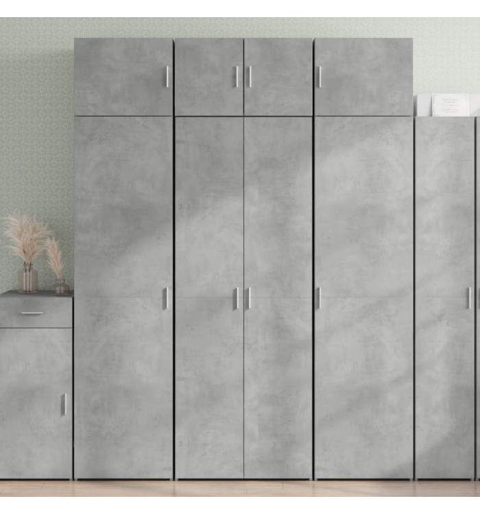 Buffet haut gris béton 70x42,5x185 cm bois d'ingénierie | Mobilier & Déco