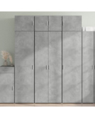 Buffet haut gris béton 70x42,5x185 cm bois d'ingénierie | Mobilier & Déco