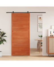 Porte de grange marron cire 90x208 cm bois massif de pin | Mobilier & Déco