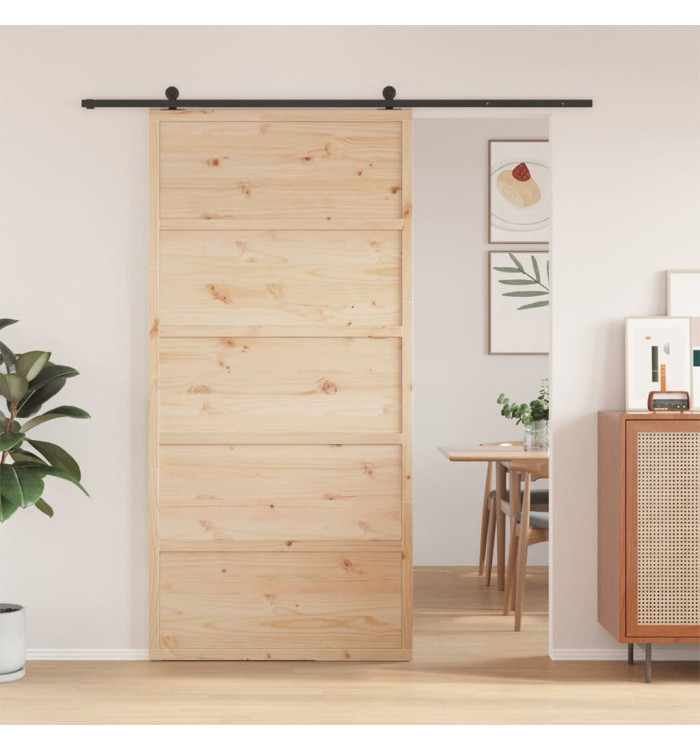 Porte de grange 100x208 cm bois massif de pin | Mobilier & Déco