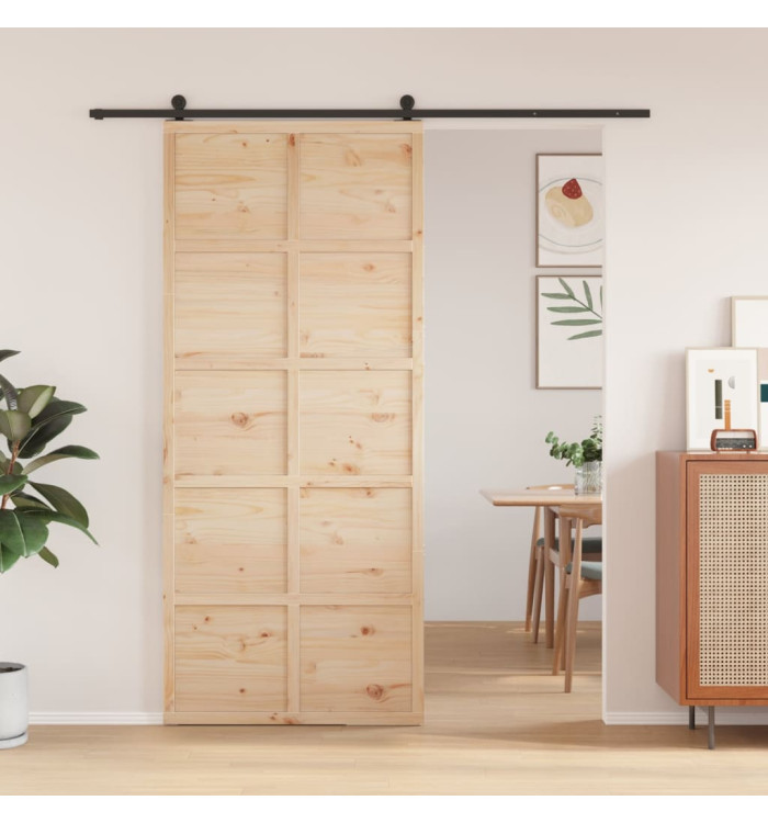 Porte de grange 90x208 cm bois massif de pin | Mobilier & Déco