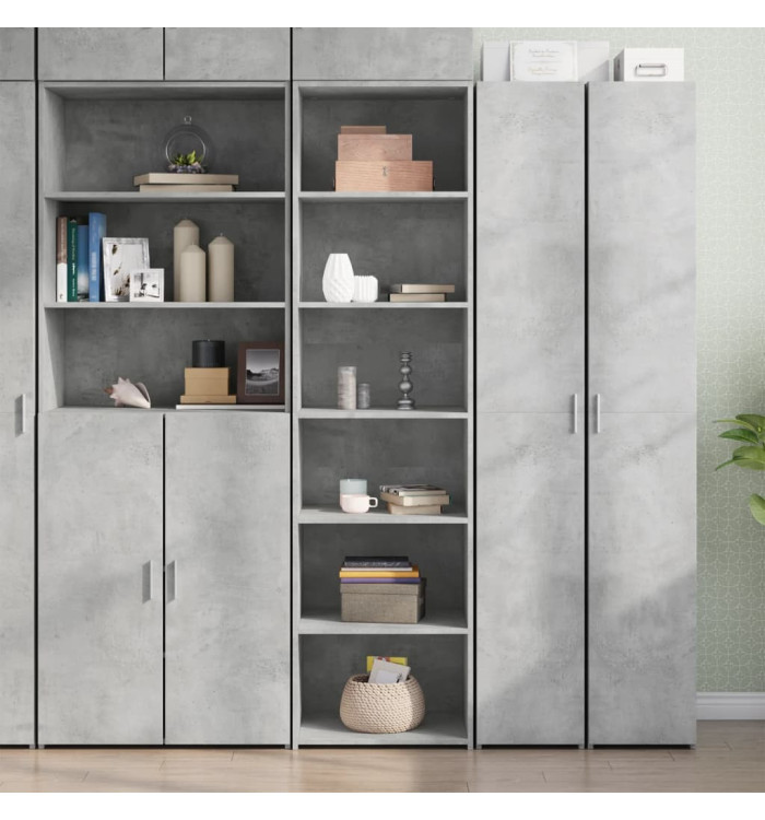 Buffet haut gris béton 50x41x185 cm bois d'ingénierie | Mobilier & Déco