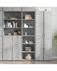 Buffet haut gris béton 50x41x185 cm bois d'ingénierie | Mobilier & Déco