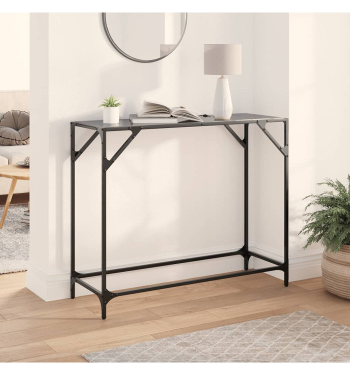Table console avec dessus en verre noir 98x35x81 cm acier | Mobilier & Déco