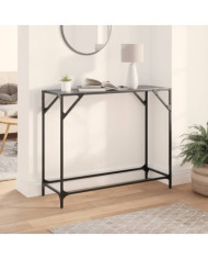 Table console avec dessus en verre noir 98x35x81 cm acier | Mobilier & Déco