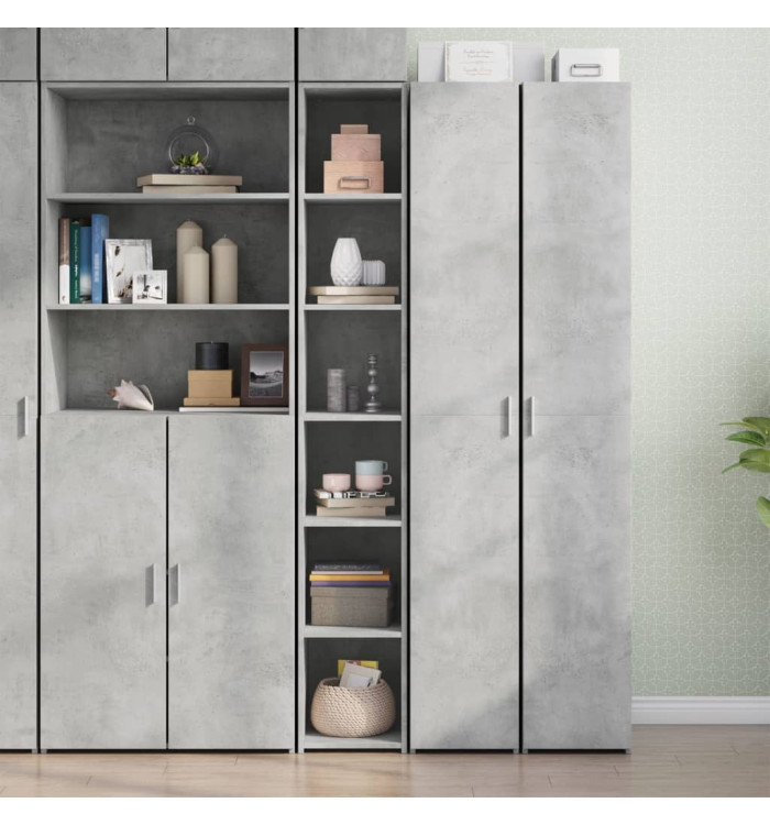 Buffet haut gris béton 30x41x185 cm bois d'ingénierie | Mobilier & Déco