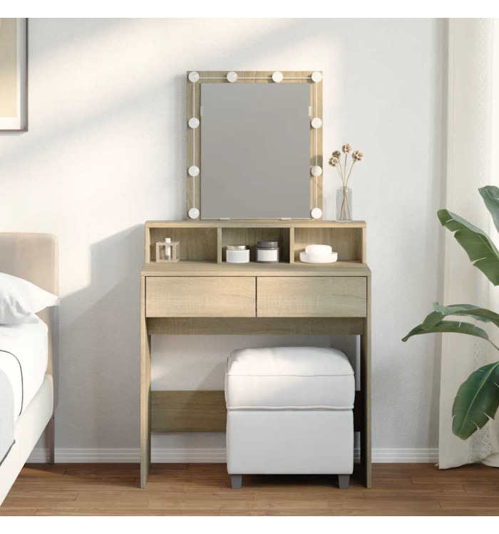 Coiffeuse avec LED chêne sonoma 80x41x144,5 cm | Mobilier & Déco