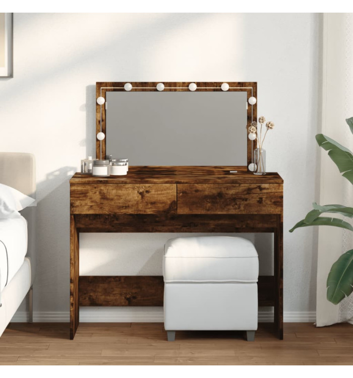 Coiffeuse avec LED chêne fumé 100x40x120 cm | Mobilier & Déco