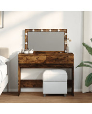 Coiffeuse avec LED chêne fumé 100x40x120 cm | Mobilier & Déco
